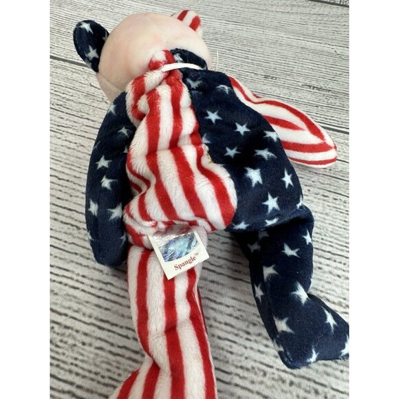 Beanie Babies SPANGLE BLUE WHITE & PINK Bears USA America Stars & Stripes 1999 - Picture 8 of 15